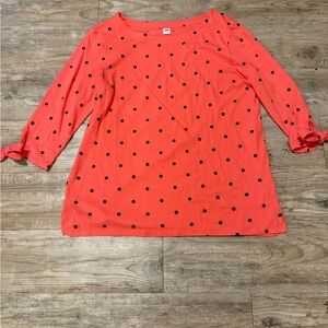 Old Navy Coral Polka Dot 3/4 Sleeve Tee with Bows